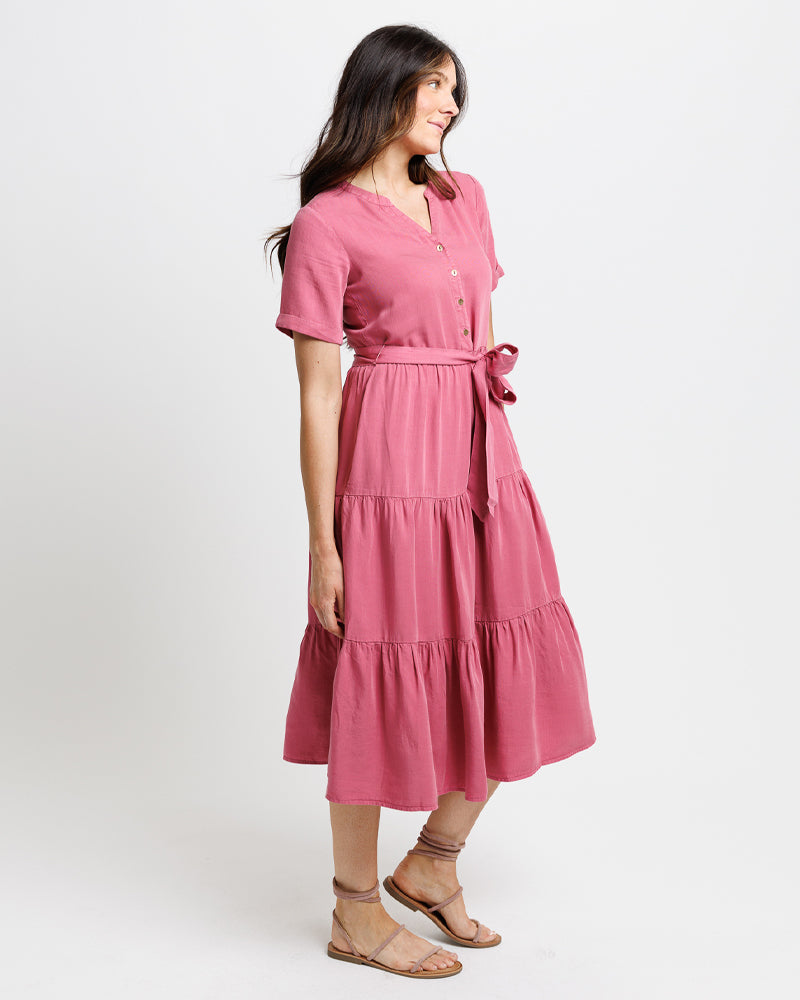 Belted Lyocell Midi Dress
