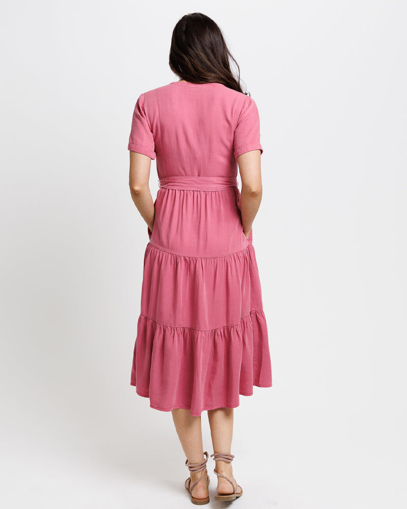 Belted Lyocell Midi Dress