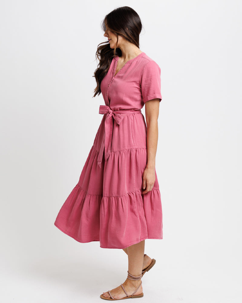 Belted Lyocell Midi Dress