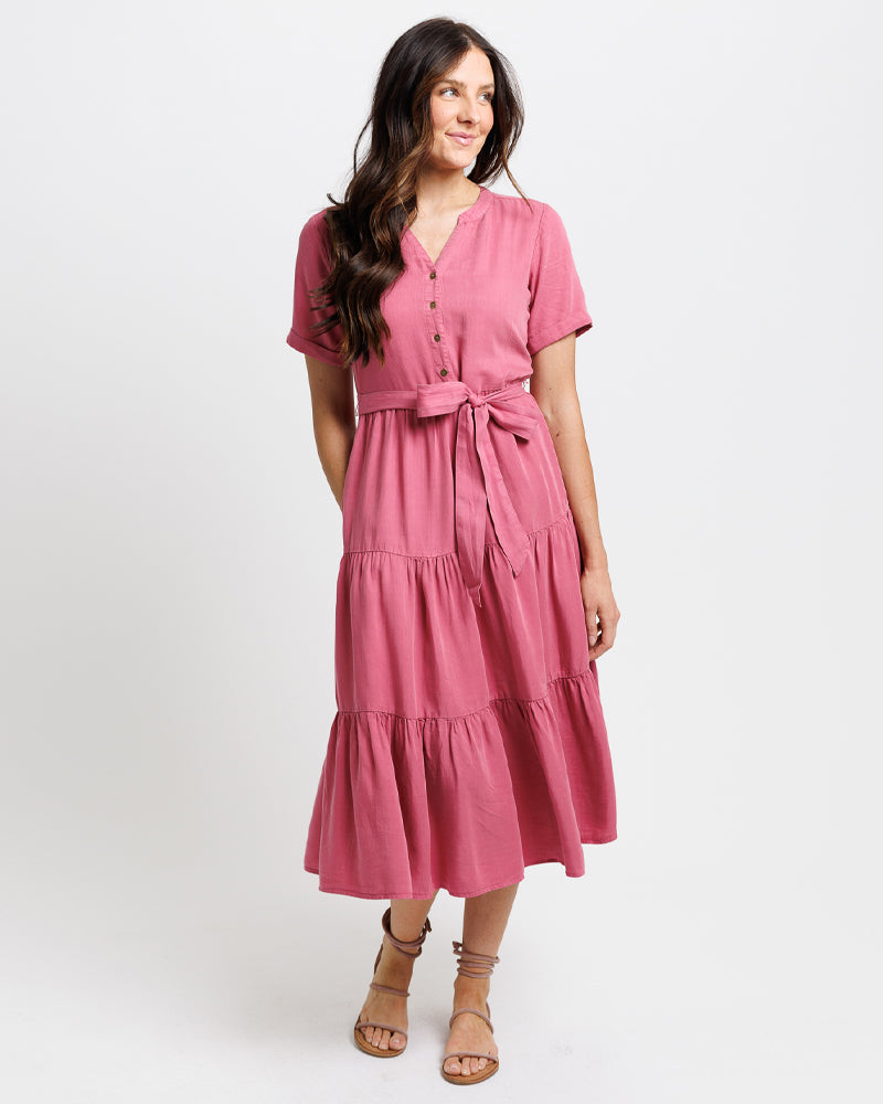 Belted Lyocell Midi Dress