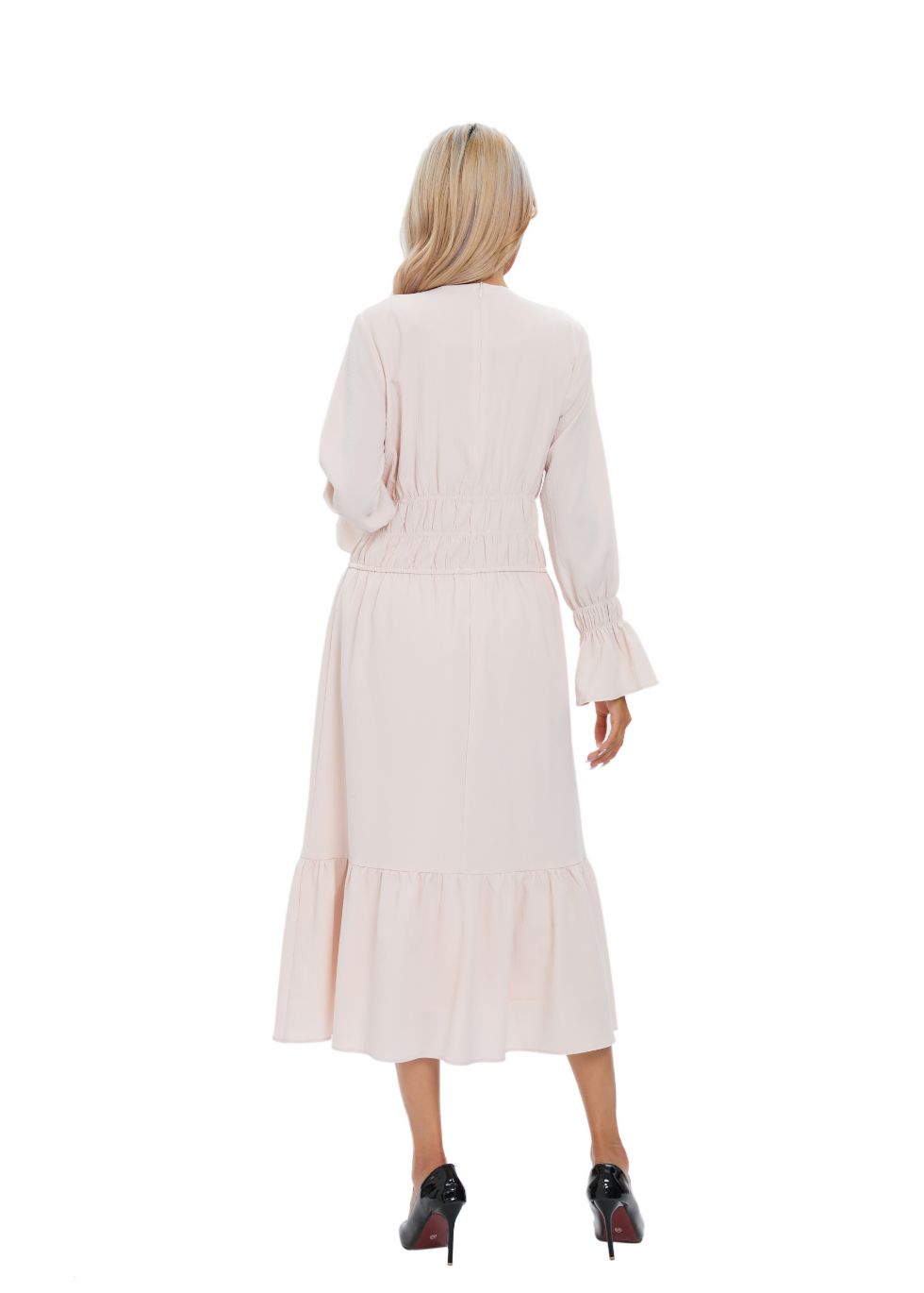 Blush White Flow Midi Dress