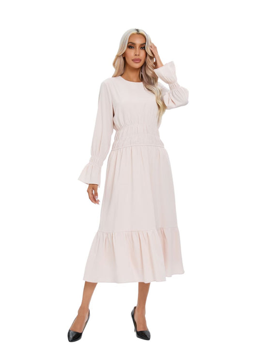 Blush White Flow Midi Dress